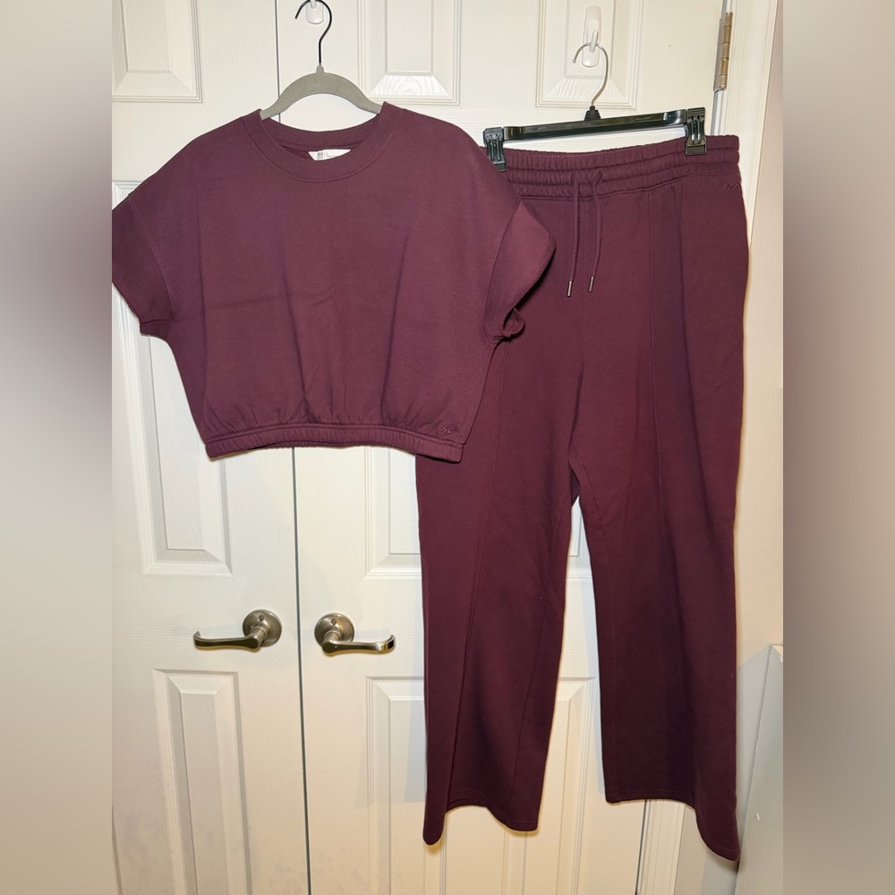 DSG Twitch + Allison Two-Piece Cropped Sweatshirt and Drawstring Pants - Plum